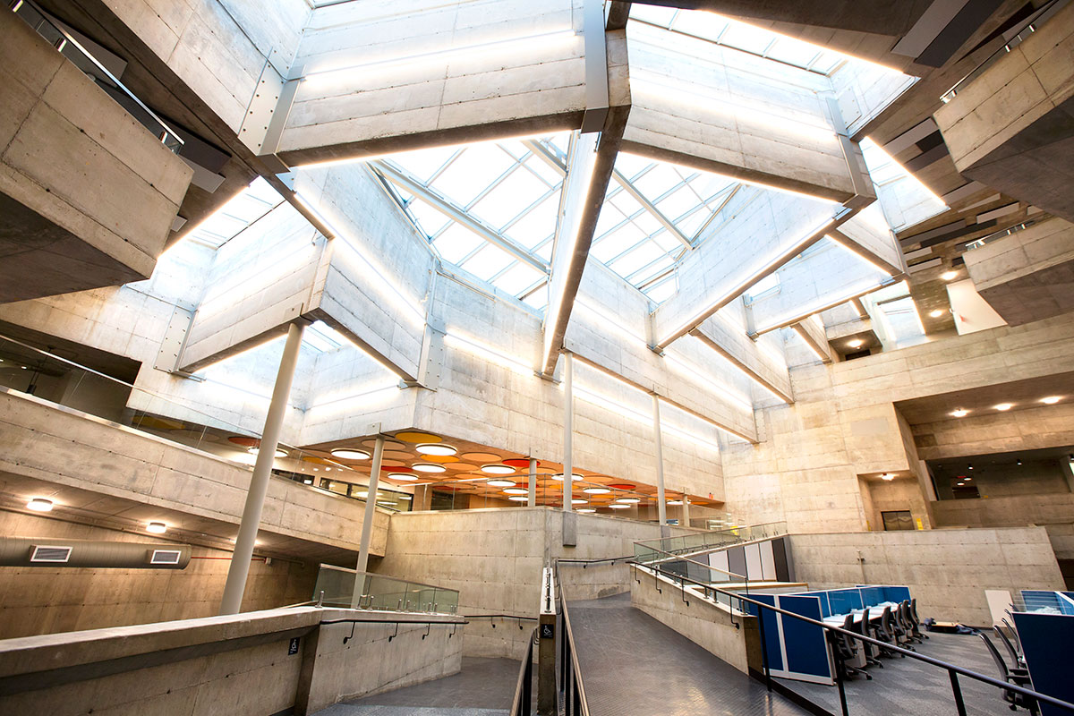 An interior view of BBH's skylights