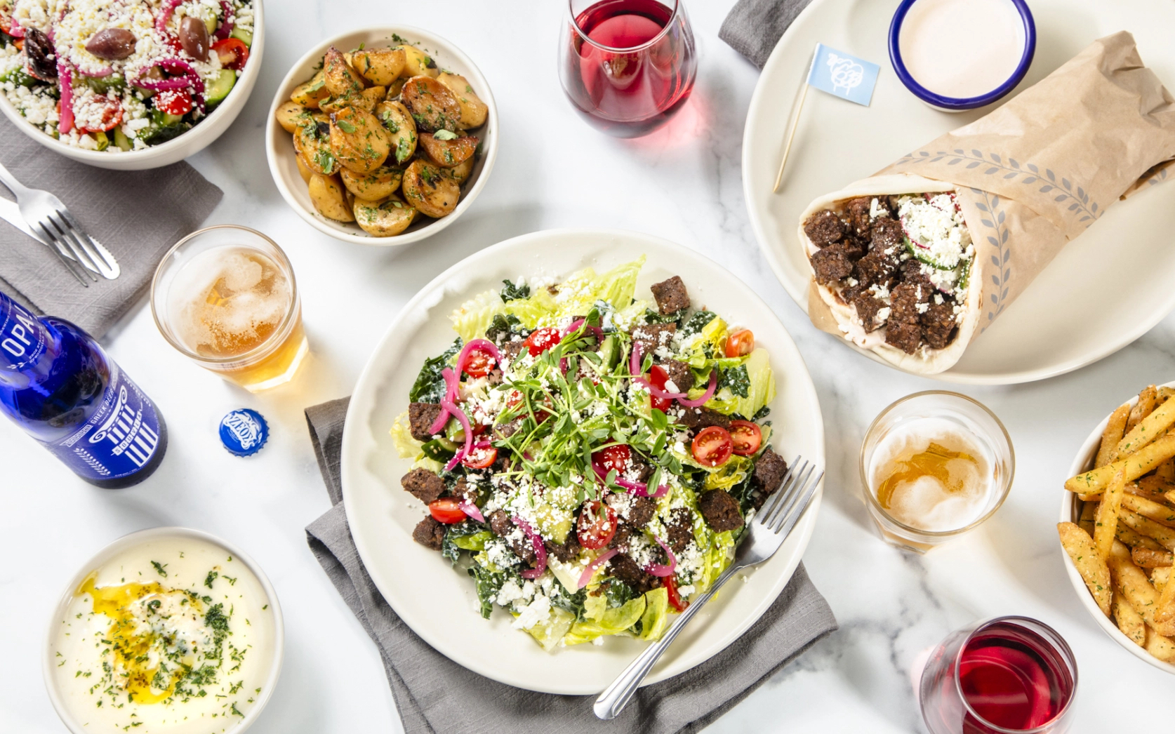 A table loaded with attractive plant-based foods